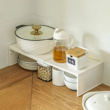 Expandable Under-Cabinet Shelf Organiser – Adjustable Kitchen Storage Rack