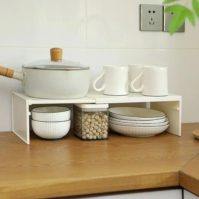 Expandable Under-Cabinet Shelf Organiser – Adjustable Kitchen Storage Rack