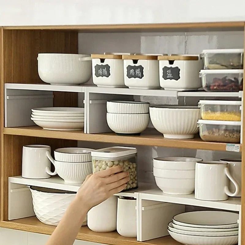 Expandable Under-Cabinet Shelf Organiser – Adjustable Kitchen Storage Rack